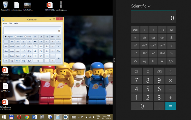 Neu gegen Alt: Den Taschenrechner gibt es jetzt auch in einer fingerfreundlichen Variante. (Screenshot: Golem.de)