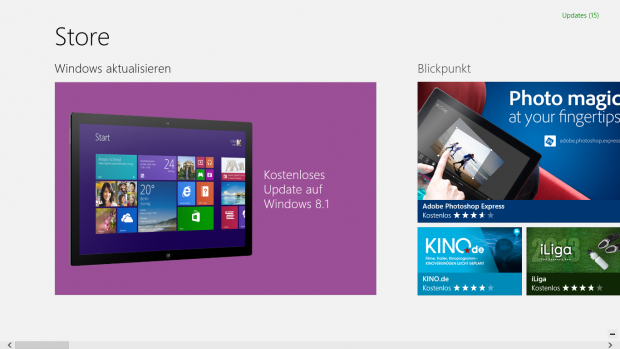 Der Windows-Store bietet 8.1. auf der Startseite an... (Screenshot: Golem.de)