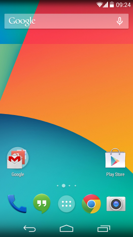 Der Startbildschirm von Android 4.4 auf dem Nexus 5 (Screenshot: Golem.de)
