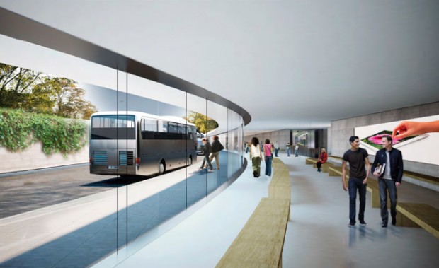 Der Ankunftsbereich für die Buspendler (Bild: Stadt Cupertino)