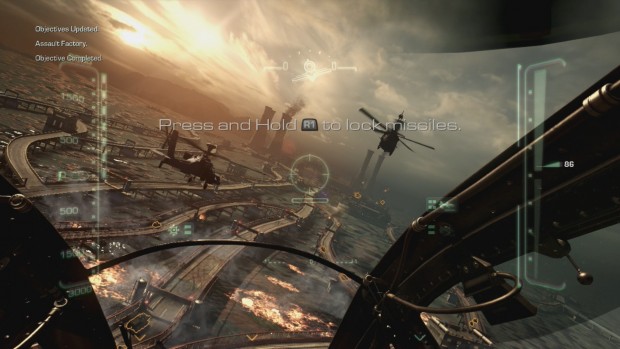 Die obligatorische Helikoptermission ist dank Einsatz von Flare-Abwehrkörpern sowie mehreren Raketenmodi etwas anspruchsvoller als sonst. (Bild: Golem.de)