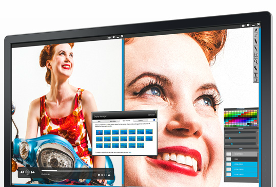 Vollbild und Detailarbeit nebeneinander.