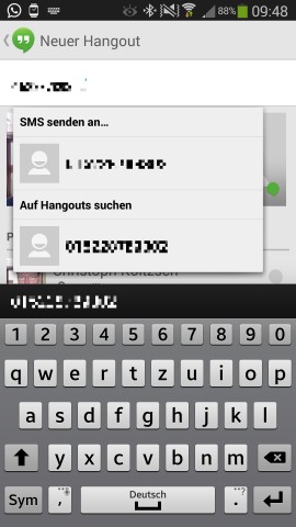 Die SMS-Funktion von Google Hangouts (Screenshot: Golem.de)
