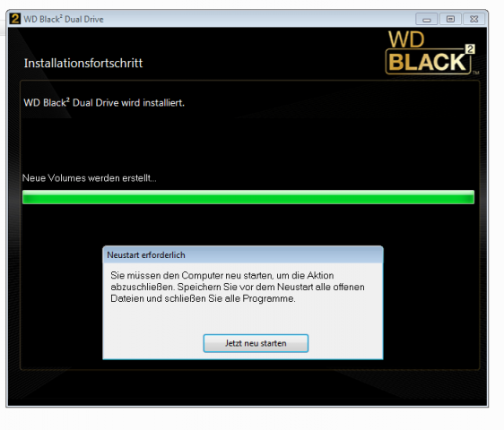 Das Installationsprogramm nach Aktivieren des HDD-Teils.