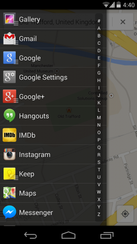 Action Launcher 2.0 mit eingeblendetem Quickdrawer (Bild: Chris Lacy)