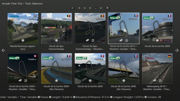 Streckenauswahl Deluxe. Die Le-Mans-Strecke gibt es gar in Versionen aus verschiedenen Jahren.