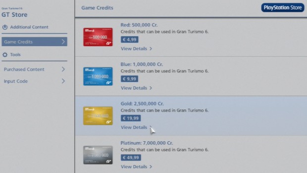 Im Ingame-Shop kann der Spieler zusätzliche Credits erwerben.