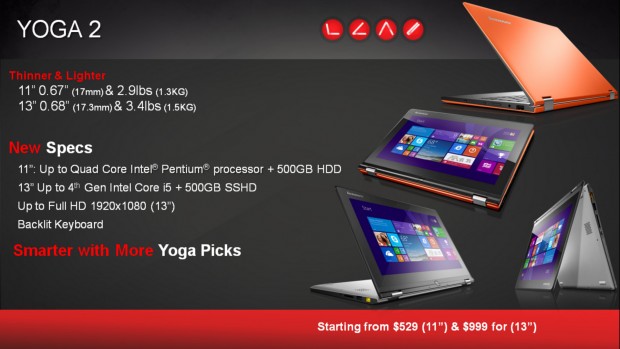 Das faltbare Yoga 2 gibt es als 11- und 13-Zoll-Version, beide nutzen einen Intel-Prozessor. (Bild: Lenovo)