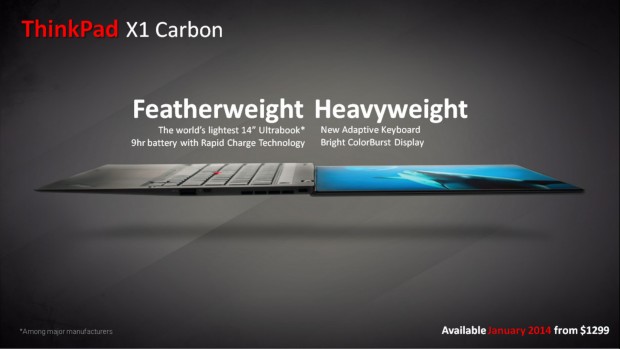Das neue X1 Carbon ist eine leichtere Version des Ursprungsmodells mit Haswell-CPU. (Bild: Lenovo)