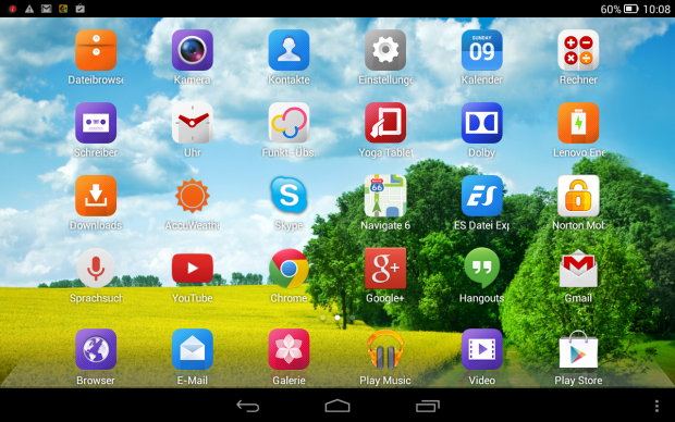 Die Benutzeroberfläche der Yoga-Tablets (Screenshot: Golem.de)