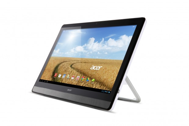 Der rückseitige Ständer ist stufenlos verstellbar. (Bild: Acer)