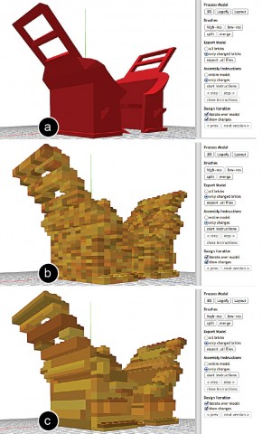 Hochauflösendes 3D-Modell wird zum Lego-Modell.