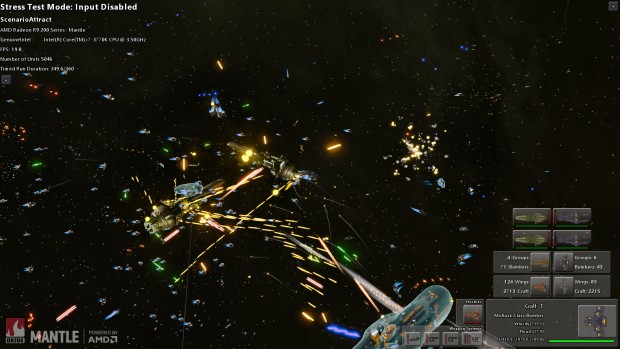 Die großen Weltraumschlachten von Star Swarm nutzen sehr viele Draw Calls. (Screenshot: Marc Sauter/Golem.de)