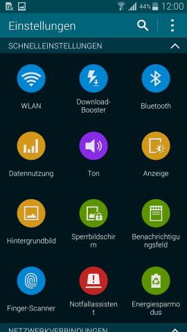 Das neue Einstellungsmenü hat neue Icons bekommen, ist allerdings deutlich unübersichtlicher. (Screenshot: Golem.de)
