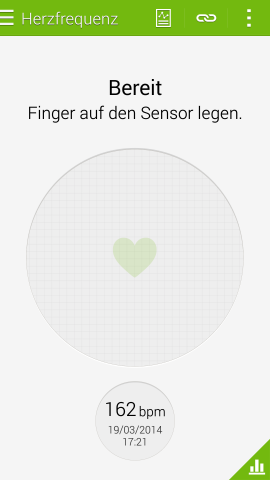 Die gemessenen Pulsraten können mit einer App verwaltet und ausgewertet werden. (Screenshot: Golem.de)