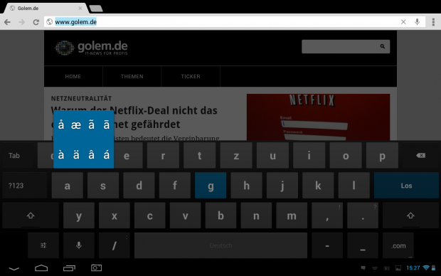 Umlaute lassen sich nicht auswählen. (Screenshot: Golem.de)