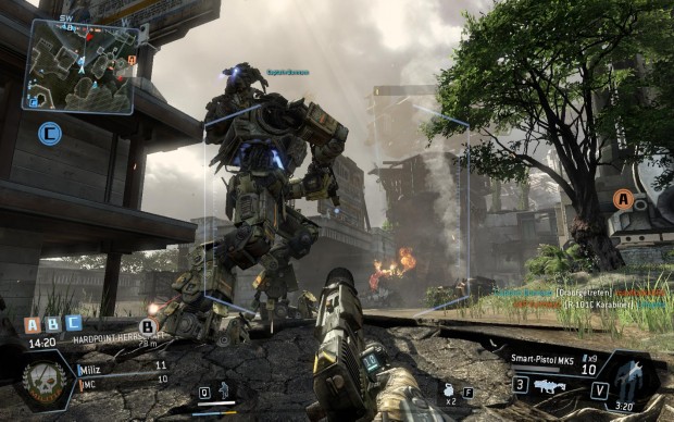 Unser Titan nimmt eine feindliche Stellung unter Beschuss. (Screenshot: Golem.de)