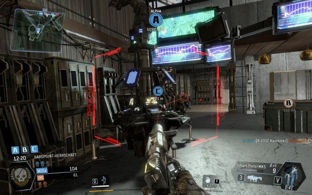 Im Spielmodus "Hardpoint" nehmen wir eine Stellung ein. (Screenshot: Golem.de)