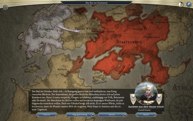 Die Handlung wird vor allem in Textform und per Sprachausgabe erz&auml;hlt. (Screenshot: Golem.de)