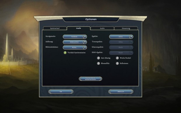 Das Grafikmen&uuml; bietet nicht allzu viele Optionen. (Screenshot: Golem.de)