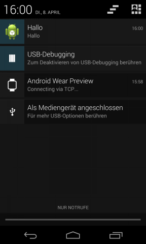 Auch für die Uhr bestimmte Notifications werden in Androids Notification-Center angezeigt. (Foto: Golem.de)