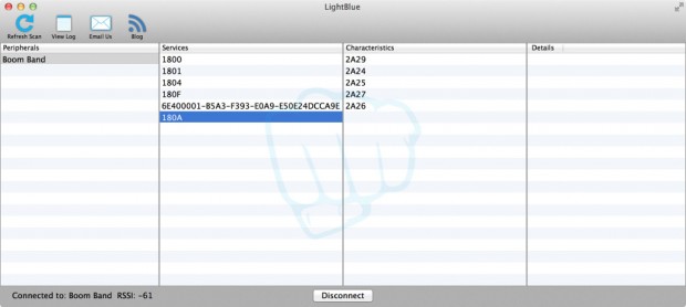 Lightblue: Anzeige der Characteristics eines Services (Bild: Golem.de)