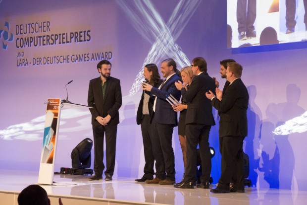 Studio Fizbin feierte den Gewinn des Deutschen Computerspiepreises für The Inner World. (Bild: Katja Höhne)