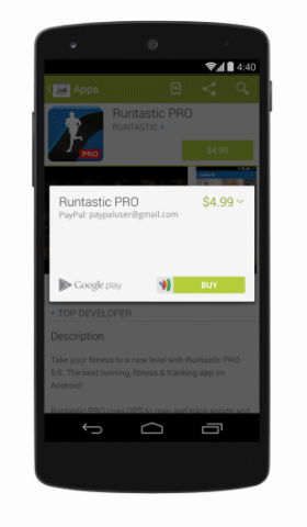 Bezahlen per Paypal im Play Store auf einem Android-Gerät (Bild: Google)