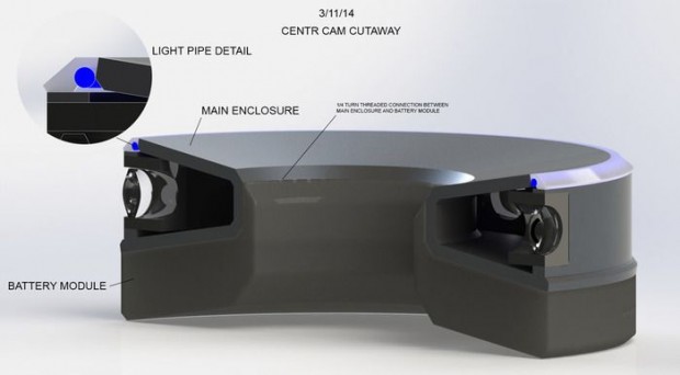 In dem ringfömrigen Gehäuse sitzen vier Kameras, deren Blickwinkel sich überschneiden. (Bild: Centr Cam)