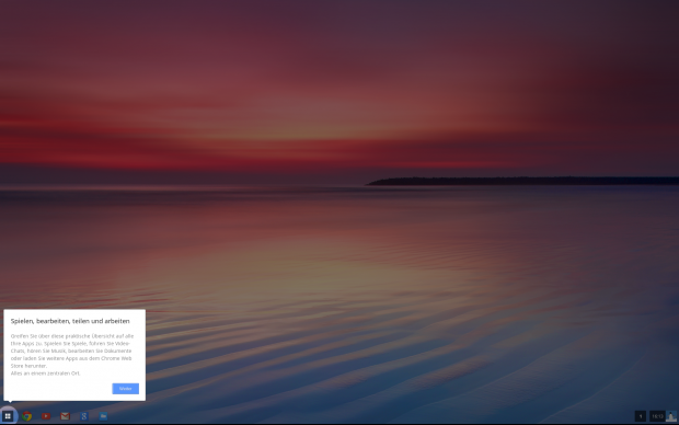 Nach dem ersten Start bietet ChromeOS eine kleine Tour durch das Betriebssystem an.