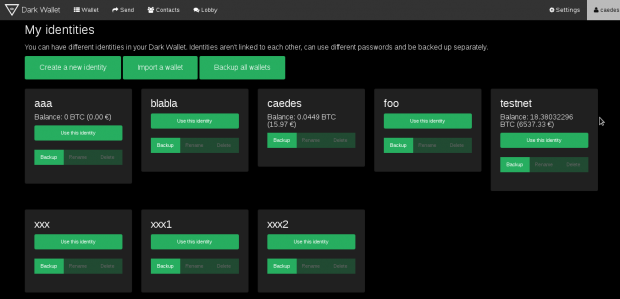 Mehrere Identitäten in Darkwallet 