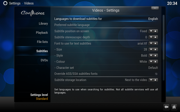 Die Schnittstelle f&uuml;r Untertitel wurde vereinheitlicht. (Screenshot: XBMC)