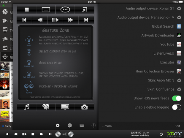 Die neue Version der Fernbedienung f&uuml;r iOS (Screenshot: XBMC)