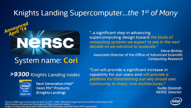 Der Nersc Cori soll der erste Supercomputer mit Knights Landing werden. (Bild: Intel)