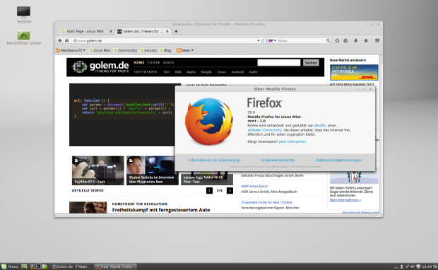 Firefox ist in Version 30, ...