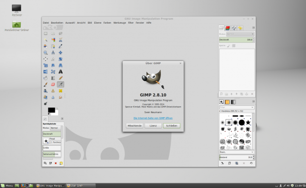 ... die Bildbearbeitung Gimp in Version 2.8.10 bereits vorinstalliert.