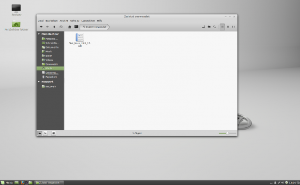 Cinnamons Dateimanager Nemo erhält einen Link zu kürzlich verwendeten Dateien. 