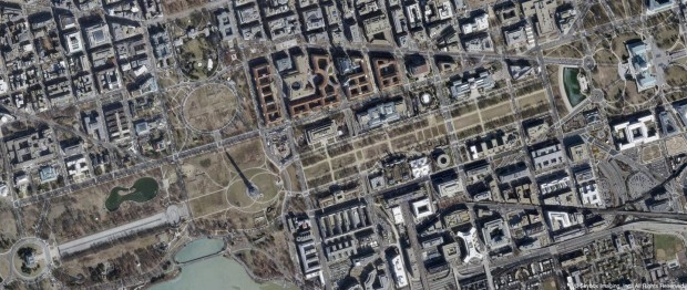 Man kann natürlich auch einfach interessante Ort von oben betrachten - etwa die US-Hauptstadt Washington DC. (Foto: Skybox Imaging)