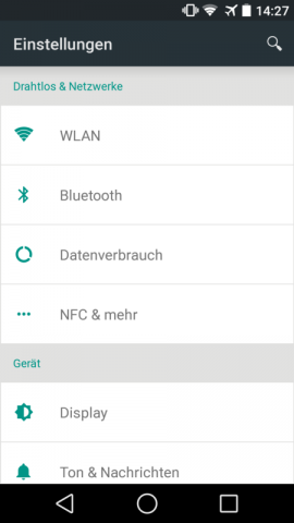 Einstellungen von Android L auf einem Nexus 5 (Screenshot: Golem.de)