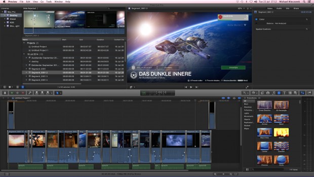 Final Cut Pro auf einem 16:9-Monitor ... (Screenshot: Michael Wieczorek)