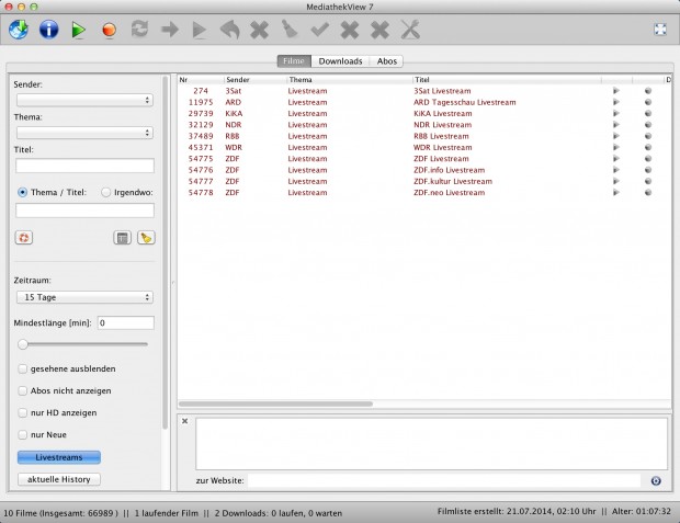 MediathekView 7 (Screenshot: Golem.de)