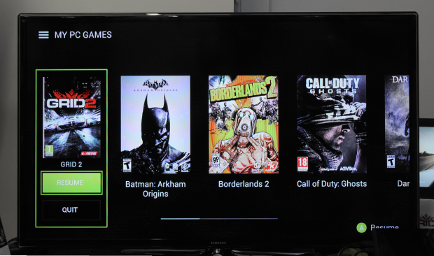 Von Gamestream erkannte Spiele auf dem PC zeigt das Tablet im Hub an. (Foto: Nico Ernst)