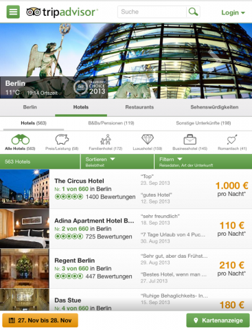 Tripadvisor-App für Android (Bild: Tripadvisor)