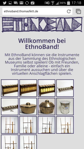 Die Webapp Ethnoband zeigt Instrumente aus dem Ethnologischen Museum Berlin...