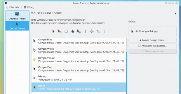 Breeze bringt auch neue Mauszeiger ...(Bild: KDE / Screenshot Golem.de)
