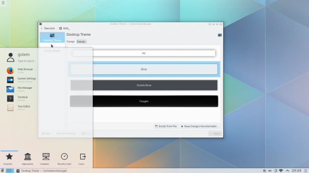... eine helleres Plasma-Thema ... (Bild: KDE / Screenshot Golem.de)