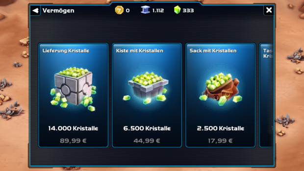 14.000 virtuelle Kristalle kosten rund 90 Euro. (Screenshot: Golem.de)