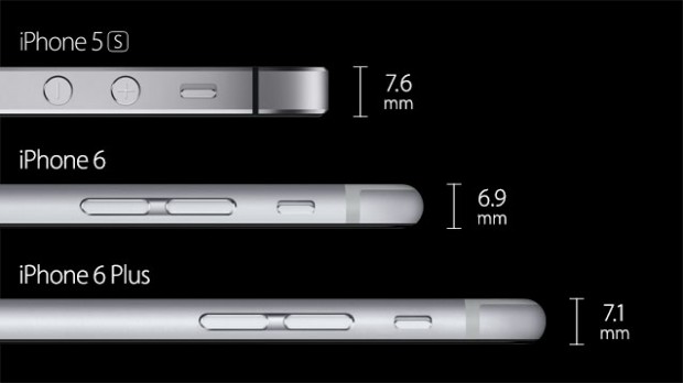 Die neuen iPhone-Modelle sind dünner als das iPhone 5S. (Bild: Apple)