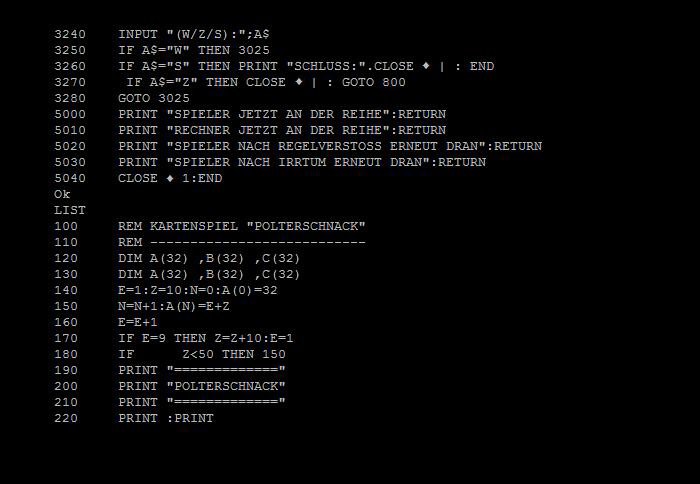 Der im Film gezeigte Code des angeblichen Debugging-Programms stammt von dem BASIC-Kartenspiel Polterschnack. (Foto: Golem.de)
