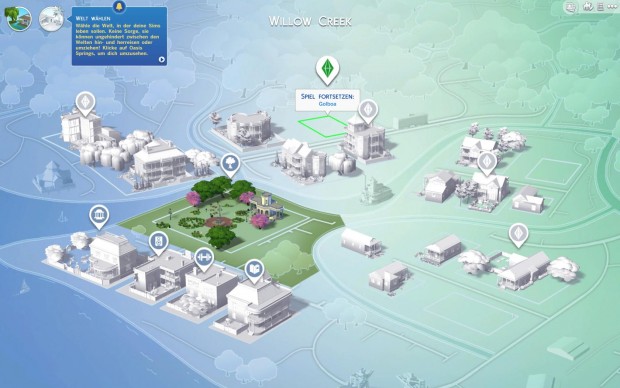 Der Spieler darf sich in einer von zwei Nachbarschaften niederlassen. (Screenshot: Golem.de)